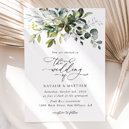 Invitación Verdor, hojas de eucalipto, Boda botánico