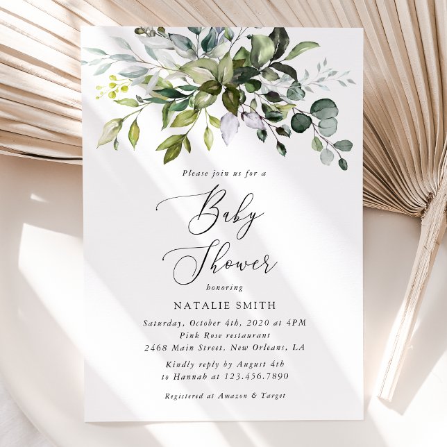 Invitación Verdor, hojas de eucalipto, Boho, Baby Shower (Subido por el creador)