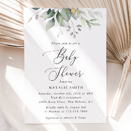 Invitación Verdor, hojas de eucalipto, Boho, Baby Shower