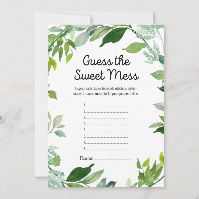 Invitación Verdor Juego de Baby Shower botánico de 5x7" Tamañ (Anverso)