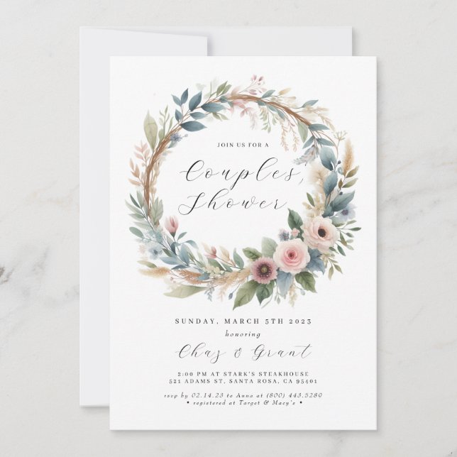 Invitación Verdor Leafy Hoops Bridal Shower (Anverso)