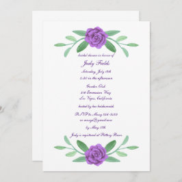 Invitación Verdor morado floral Foliage Bridal Shower