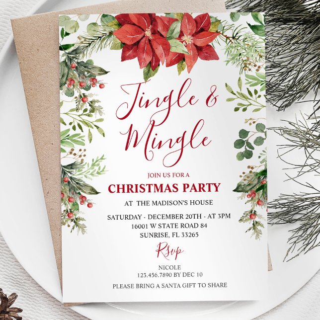 Invitación Verdor Navidades de jingle y mingle de invierno (Subido por el creador)