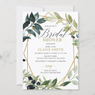 Invitación Verdor Oro Geométrico Moderno Ducha Bridal