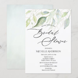 Invitación Verdor Oro Hojas Botánicas Ducha Bridal