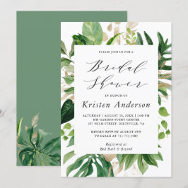 Invitación Verdor Palm tropical deja ducha de novia floral