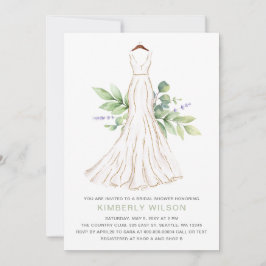 Invitación Verdor Purpurina de oro Boda vestido ducha novia