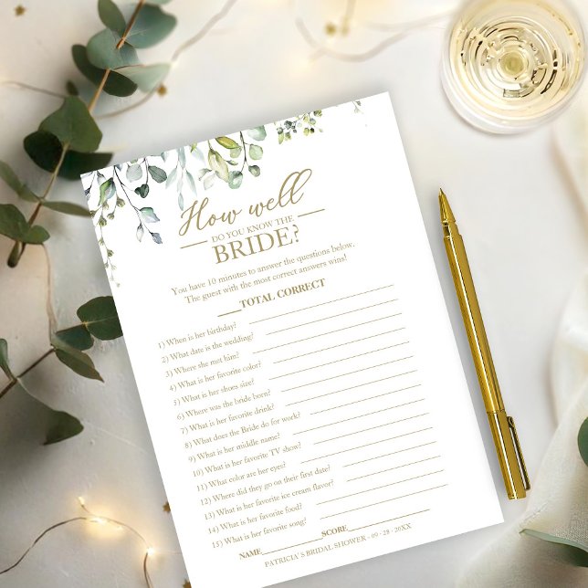 Invitación Verdor Qué Tan Bien Conoce El Juego De La Novia (Subido por el creador)