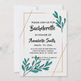 Invitación Verdor Relieve metalizado dorado floral deja solte