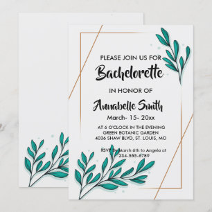 Invitación Verdor Relieve metalizado dorado floral deja solte
