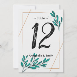 Invitación Verdor Relieve metalizado dorado floral número de 