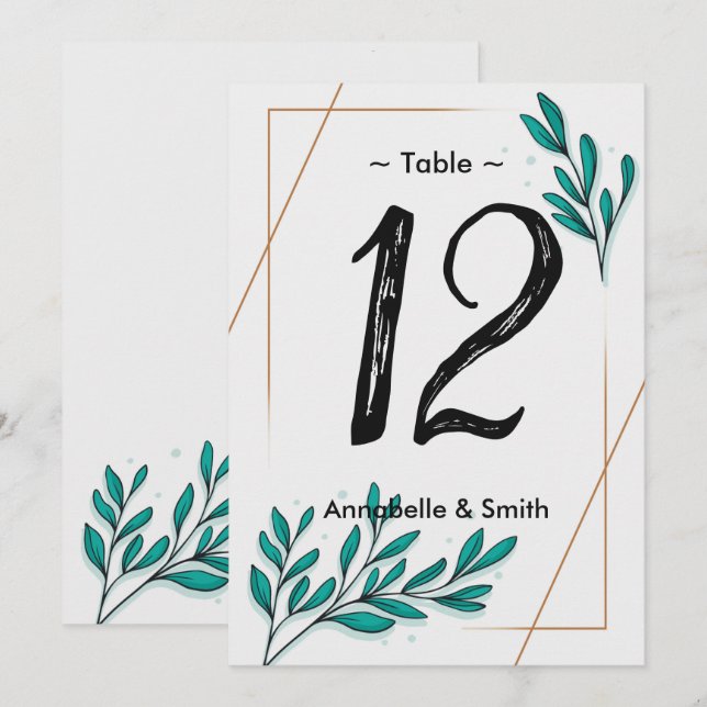Invitación Verdor Relieve metalizado dorado floral número de  (Anverso / Reverso)
