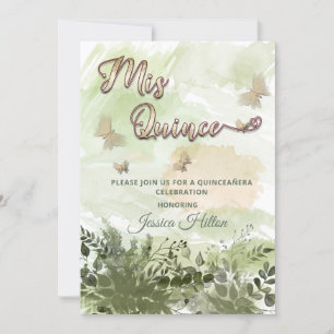 Invitación Verdor romántico jardín mariposa Mis quince