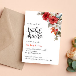 Invitación Verdor Rosa floral con ducha de novia personalizad