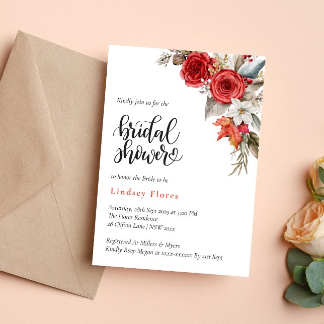 Invitación Verdor Rosa floral con ducha de novia personalizad (Subido por el creador)