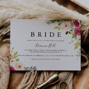Invitación Verdor Rubor floral rosa Floral Bride Bridal Showe