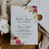 Verdor Rubor rosa Floral Bridal Shower Tea Fiesta