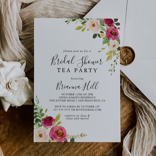Invitación Verdor Rubor rosa Floral Bridal Shower Tea Fiesta (Subido por el creador)