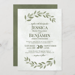 Invitación Verdor rústico Boda elegante Sage Green