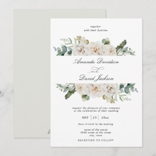 Invitación Verdor Rústico Boda Verde Floral Blanco