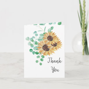 Invitación Verdor rústico eucalipto girasol Gracias