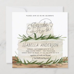 Invitación Verdor rústico Foliage Boho Cake Bridal Shower