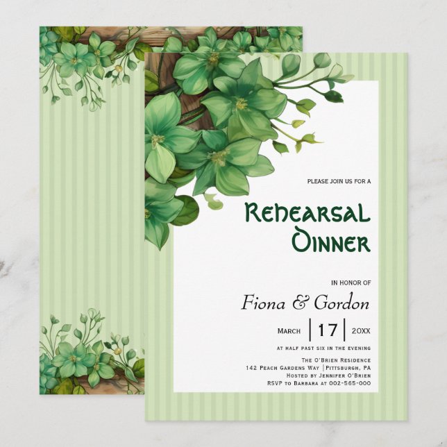Invitación Verdor San Patricks Día boda cena de ensayo (Anverso / Reverso)