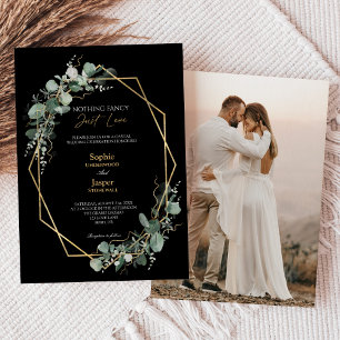 Invitación Verdor Sencillo Negro Nada Fancy Photo Boda