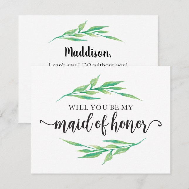 Invitación Verdor, ¿Serás Mi Manada De Honor? (Anverso / Reverso)