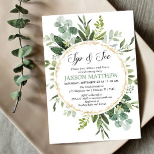 Invitación Verdor Sip y ver, Eucalyptus Conoce a un bebé