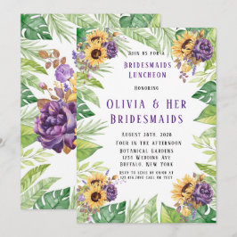 Invitación Verdor Sunflower Morado Morado Floral Bridesmaids 