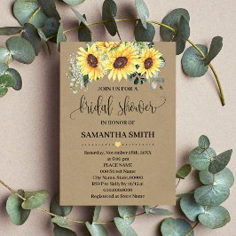 Invitación Verdor Sunflowers Floral Bridal Shower Rústico
