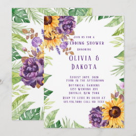 Invitación Verdor Sunflowers Púrpura Floral Weddadora