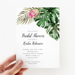 Invitación Verdor tropical acuático ducha de novia