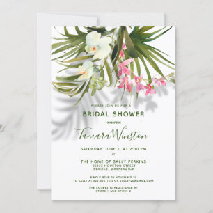 Invitación Verdor tropical de sombra de playa, ducha con flor