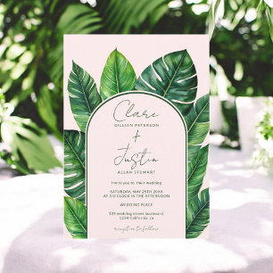Invitación Verdor tropical de verano foto Boda rosa