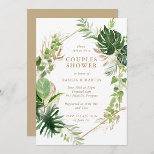 Invitación Verdor tropical Ducha de las parejas geométricas d