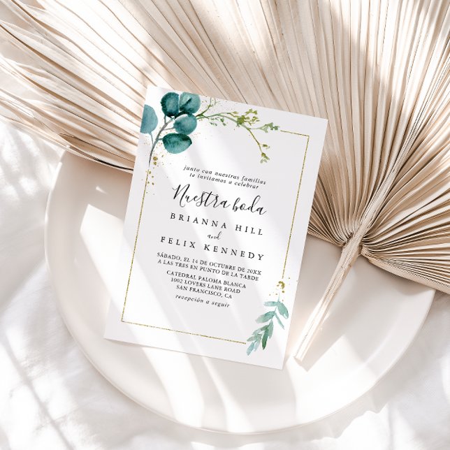 Invitación Verdor tropical floral de oro Nuestra Boda Boda (Subido por el creador)