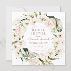 Invitación Verdor tropical Rubor ducha de novia floral rosa