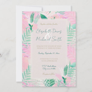 Invitación Verdor tropical tropical de la mimbre rosa de vera