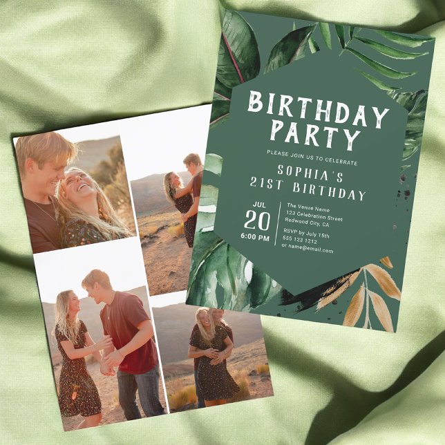 Invitación Verdor tropical verde foto cumpleaños (Subido por el creador)