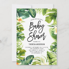 Invitación Verdor tropical y Plumeria Baby Shower