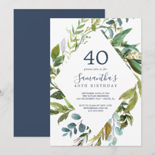 Invitación Verdor Verano Diamante Wreath 40 cumpleaños