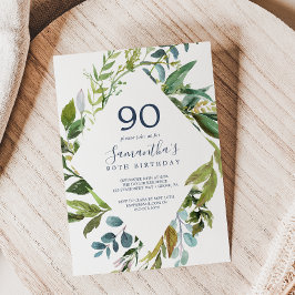 Invitación Verdor Verano Diamante Wreath 90 cumpleaños