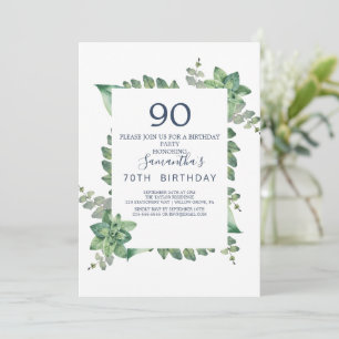 Invitación Verdor Verano Diamante Wreath 90 cumpleaños