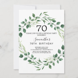 Invitación Verdor Verano Diamante Wreath cumpleaños 70