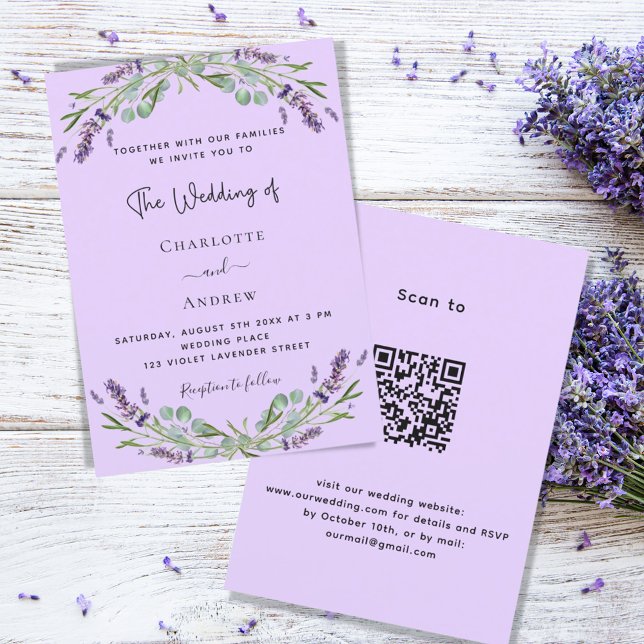 Invitación Verdor violeta de Lavender QR boda (Subido por el creador)