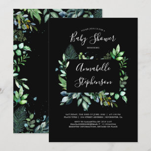 Invitación Verdor Woodland Baby Shower de acuarela