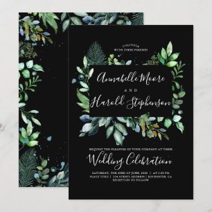 Invitación Verdor   Woodland   Boda acuático moderno