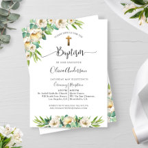 Verdor y bautismo floral blanco, dorado y amarillo